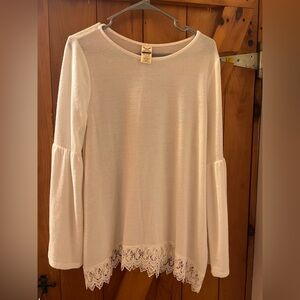Dressy Faded Glory White Sweater with bell sleeves(M)
